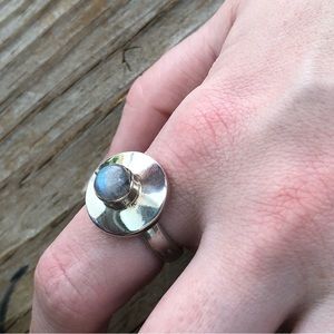 Moonstone Ring, Sterling Silver Rainbow Moonstone Ring Size 8 US Vintage